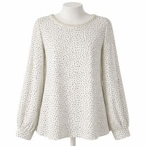 Karl Lagerfeld Beaded Top Sz 2X White Polka Dot Embellished Coquette Paris Pearl